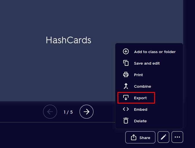 Export button