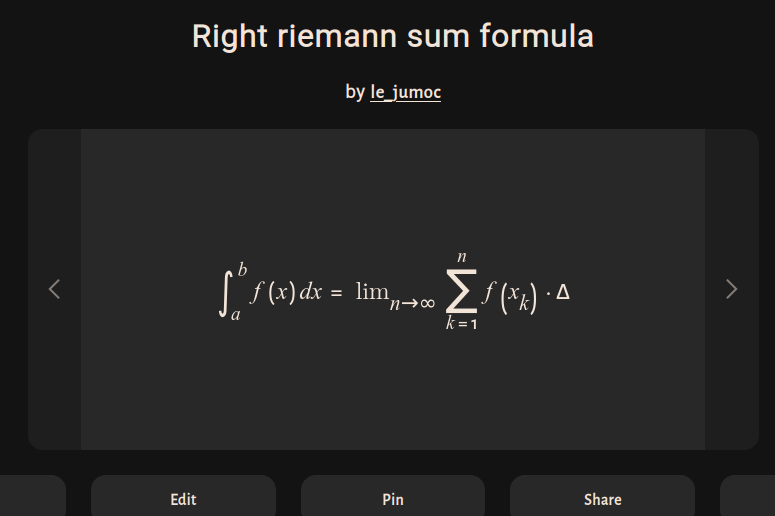 The right-riemann sum equation